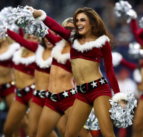 Dec 15, 2019; Arlington, TX, USA; Dallas Cowboys cheerleaders perform in holiday outfits during halftime of the game against the Los Angeles Rams at AT&T Stadium. Mandatory Credit: Matthew Emmons-USA TODAY Sports