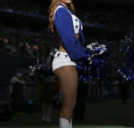 Dec 29, 2019; Arlington, Texas, USA;  Dallas Cowboys cheerleader during the first quarter against the Washington Redskins at AT&T Stadium. Mandatory Credit: Kevin Jairaj-USA TODAY Sports