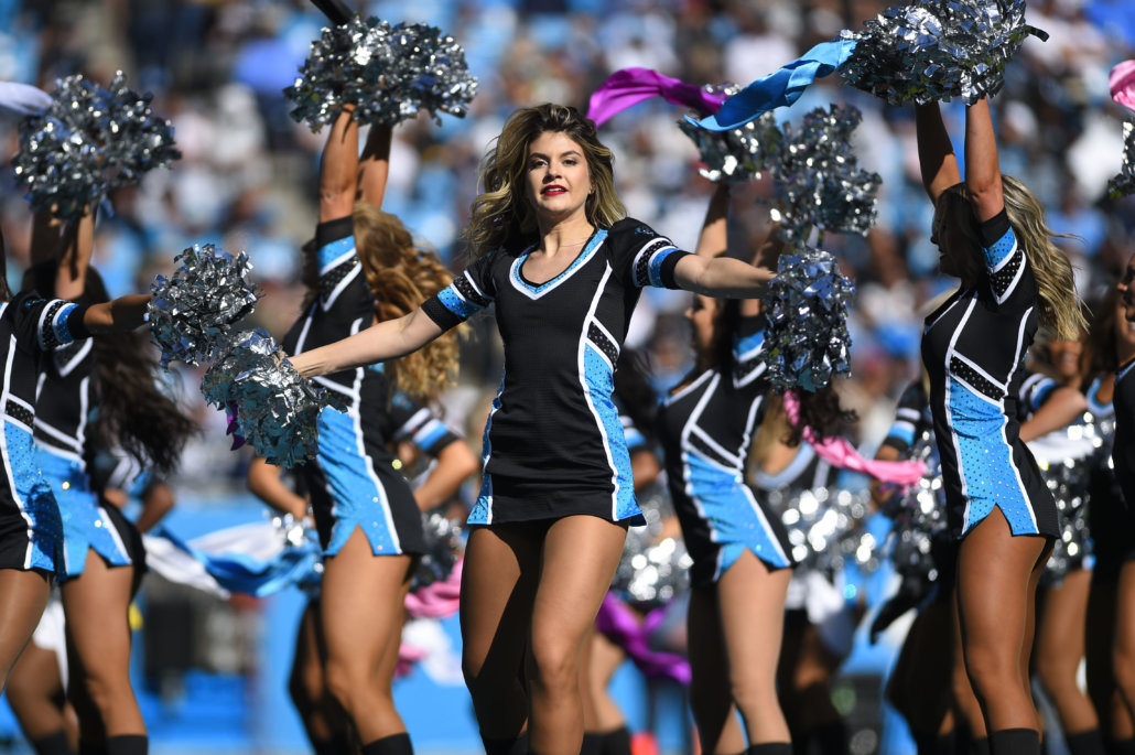 Nov 3, 2019; Charlotte, NC, USA; Carolina Panthers cheerleaders perform in ...